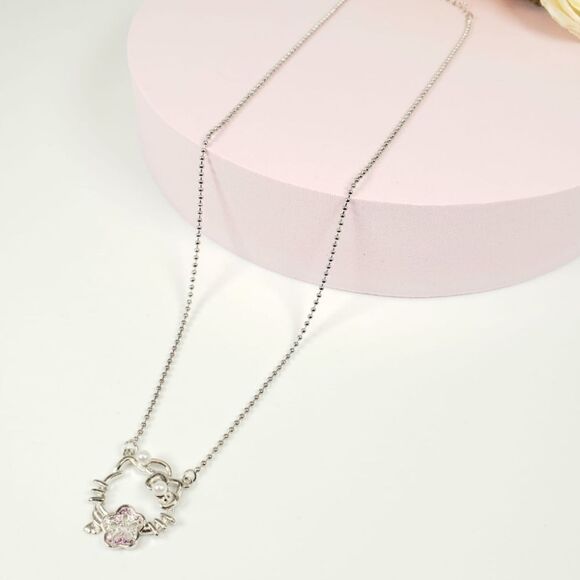 Brand New Hello Kitty With Pink Sakura Pearl Necklace - Picture 5 of 7